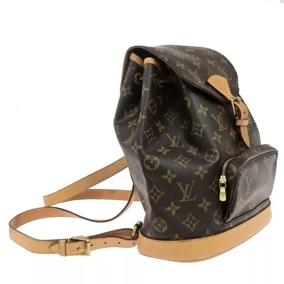 LOUIS VUITTON Montsouris MM Backpack Bag Monogram Leather Brown M51136 93ED626 - Picture 2 of 16